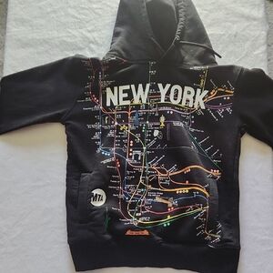 Kids New York Map Hoodie - Black
